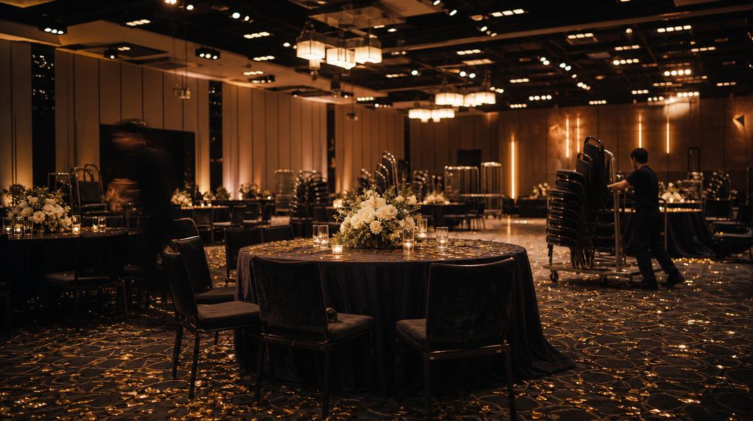 Empty event venue after guests leave