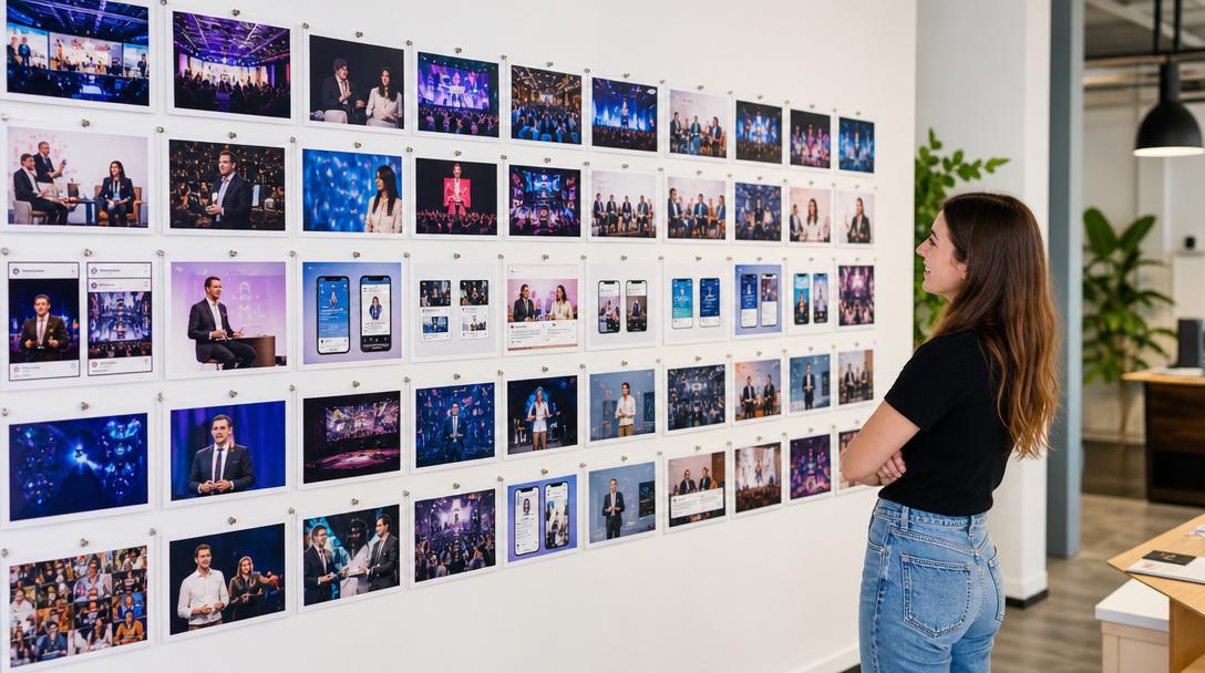 Content strategist reviewing event content library